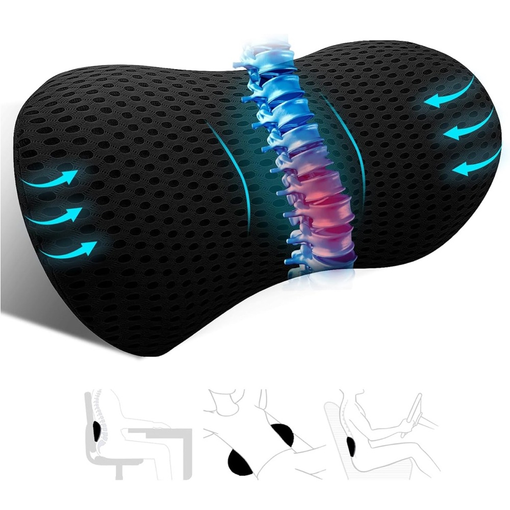 Lumbar Support Pillow Ergonomic Memory Foam (black)